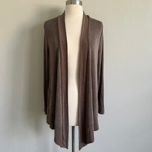 Chico's Travelers Open Cardigan Taupe Metallic Thread Detail Chico's 1 Medium